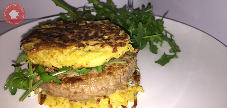 recette de hamburger avec galettes de pommes de terre