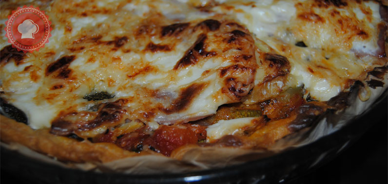 recette de tarte ratatouille, fromage, jambon